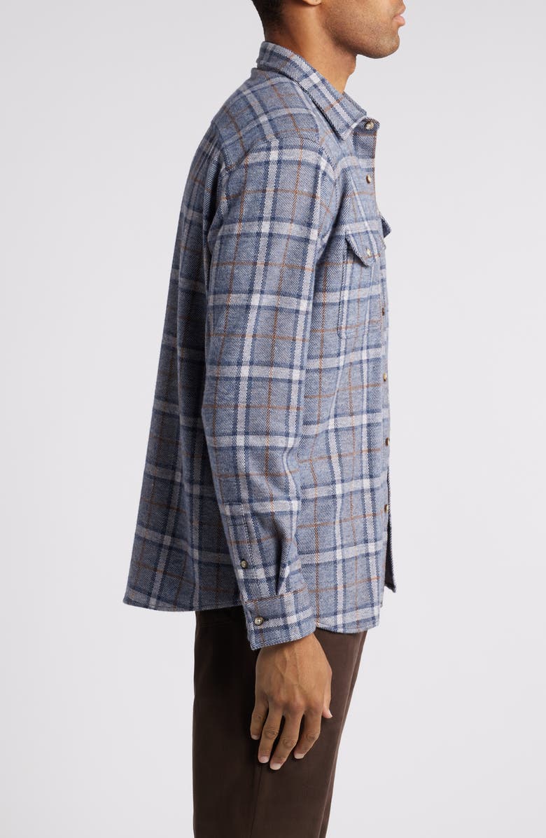 Johnston & Murphy Windowpane Brushed Cotton Blend Button-Up Shirt, Alternate, color, Blue