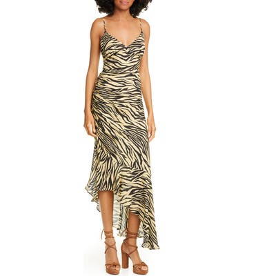 Nicholas Asymmetrical Hem Silk Dress, Black