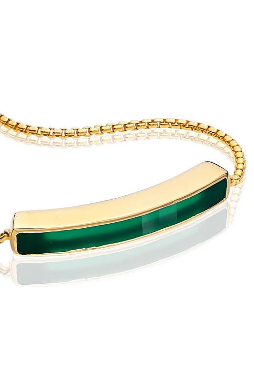 Shop Monica Vinader Baja Stone Bracelet In Yellow Gold/green Onyx