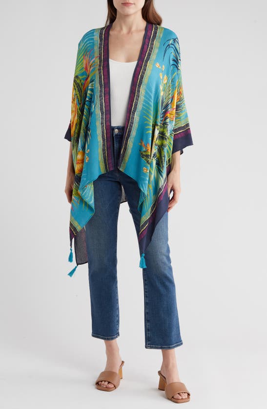 Shop Vince Camuto Parrot Wrap Scarf In Turquoise Multi