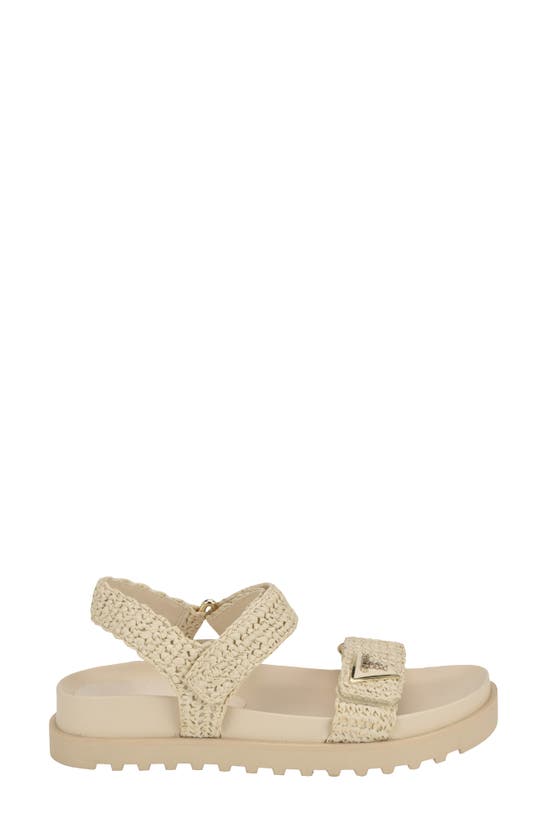 Shop Guess Fabrica Raffia Sandal In Ivory