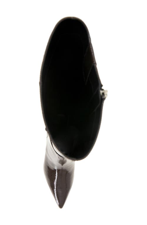 Kenneth Cole Utah Pointed Toe Knee High Boot In Chocolate Patent