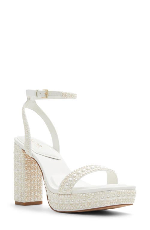 ALDO Lulu Block Heel Platform Sandal White at Nordstrom,