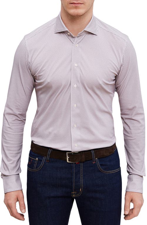 4Flex Modern Fit Print Knit Button-Up Shirt in Pink