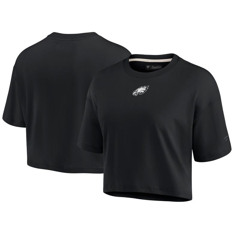 Shop Fanatics Signature Black Philadelphia Eagles Elements Super Soft Boxy Cropped T-shirt