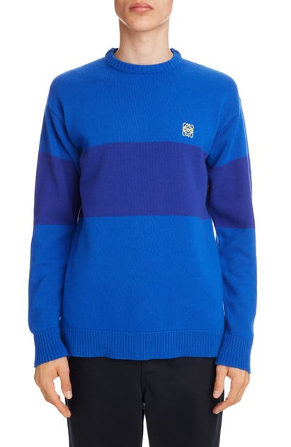 LOEWE ANAGRAM EMBROIDERED STRIPE WOOL SWEATER,H3109280SM