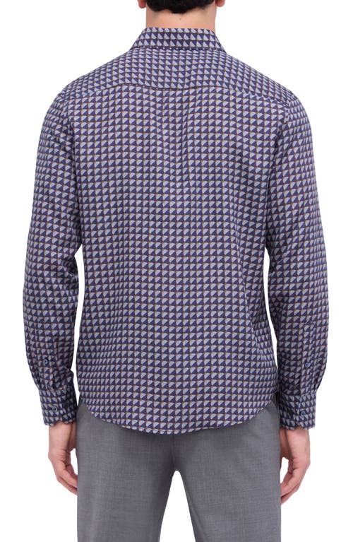 Bugatchi Julian Shaped Fit Print Button-up Shirt In Navy