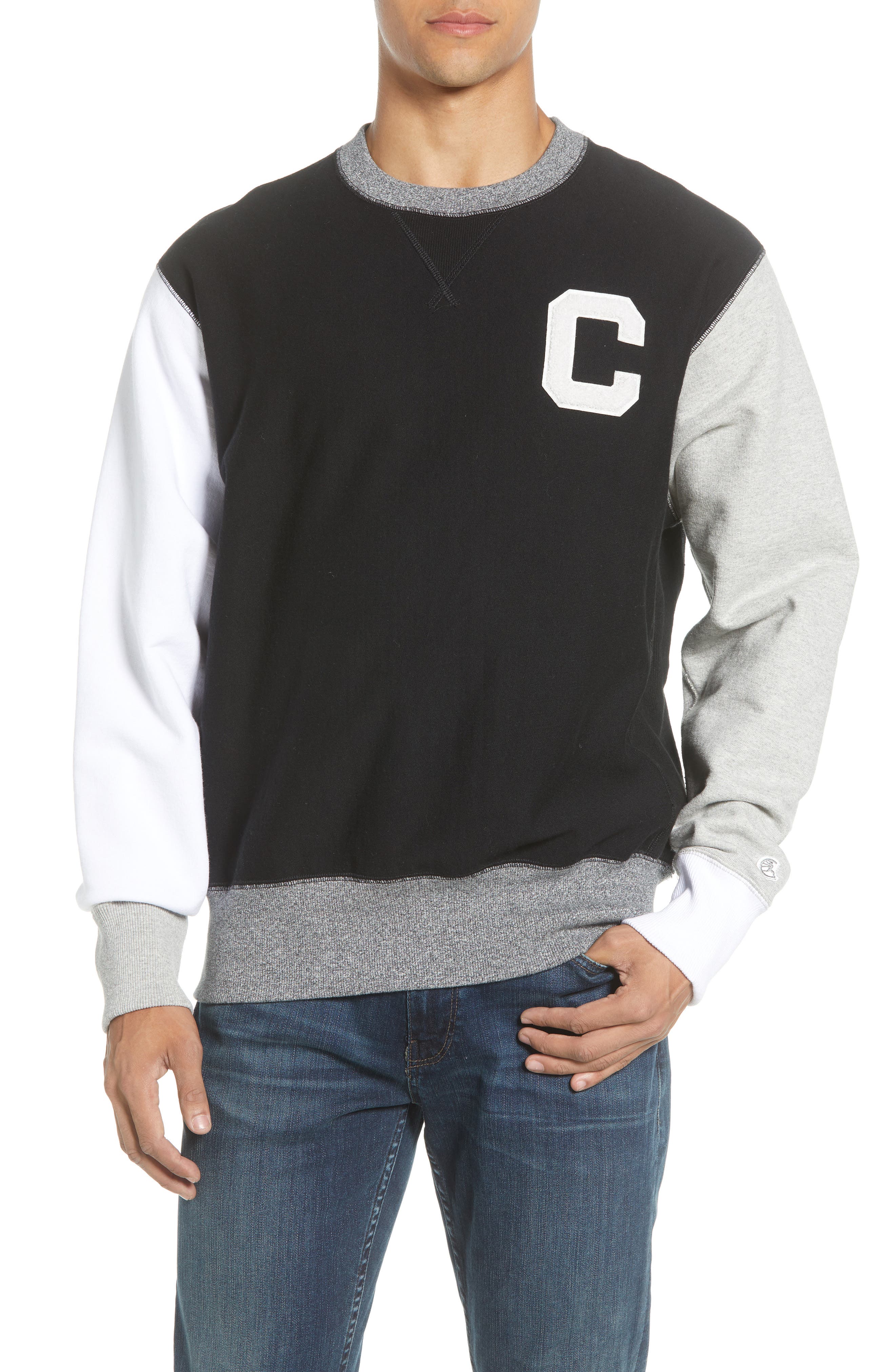 champion colorblock crew neck sweatshirt