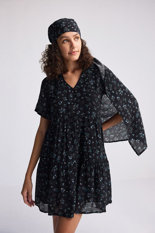 Reistor Floral Short Tiered Dress In Ditzy Wildflowers