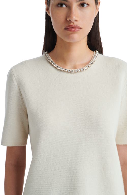 Shop Twp Crystal Embellished Milano Stitch Cashmere Sweater In Ivory