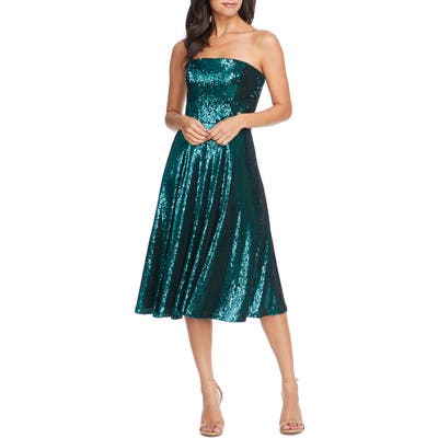 Dress The Population Ruby Strapless Sequin Party Dress, Green