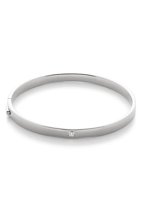 Monica Vinader Sterling Silver Solitaire Diamond Bangle Lab Grown Diamond In Sterling Silver