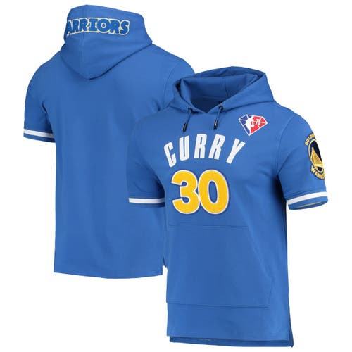 Men's Pro Standard Stephen Curry Royal Golden State Warriors Name & Number Short Sleeve Pullover Hoodie