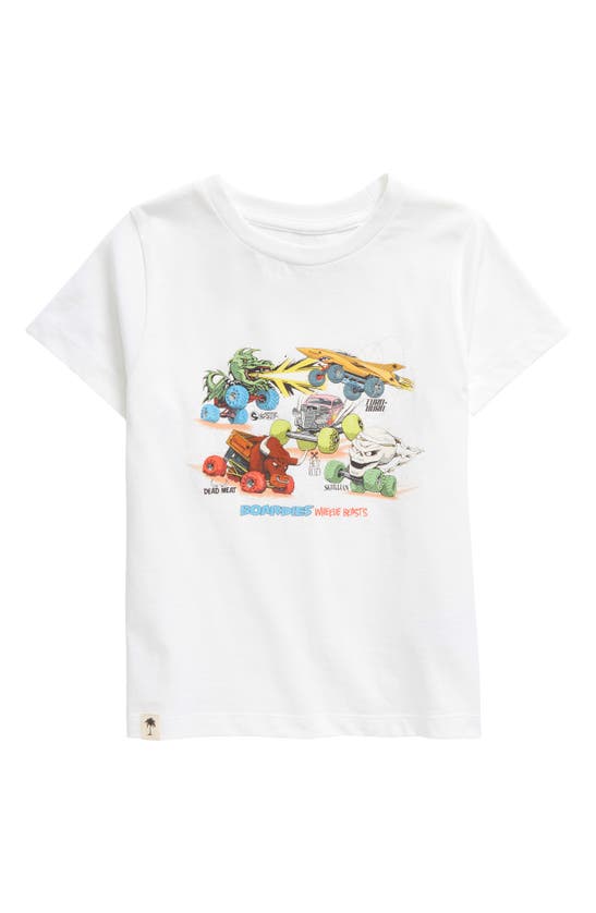 Shop Boardies Kids' Wheelie Beasts Organic Cotton Graphic T-shirt In White