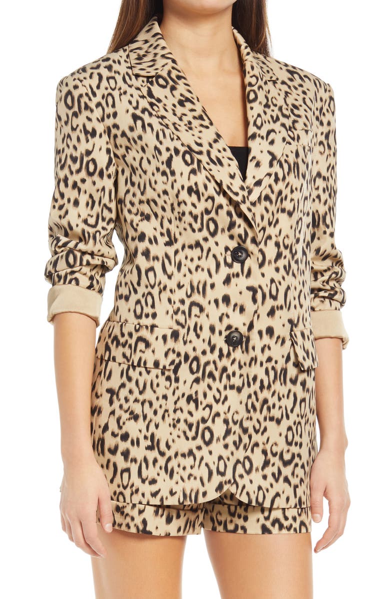 Endless Rose Animal Print Blazer, Alternate, color, Beige Multi