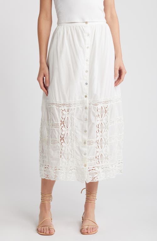 Shop Cleobella Apollonia Lace Trim Midi Skirt In Ivory