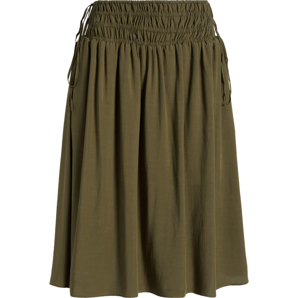 Mistress Rocks Smock Waist Skirt In Olive