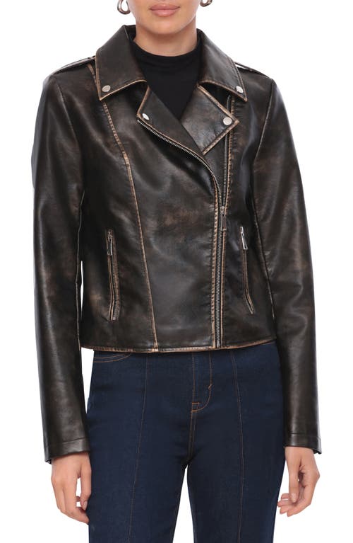 Bagatelle Metallic Contrast Detail Faux Leather Moto Jacket In Black-gold