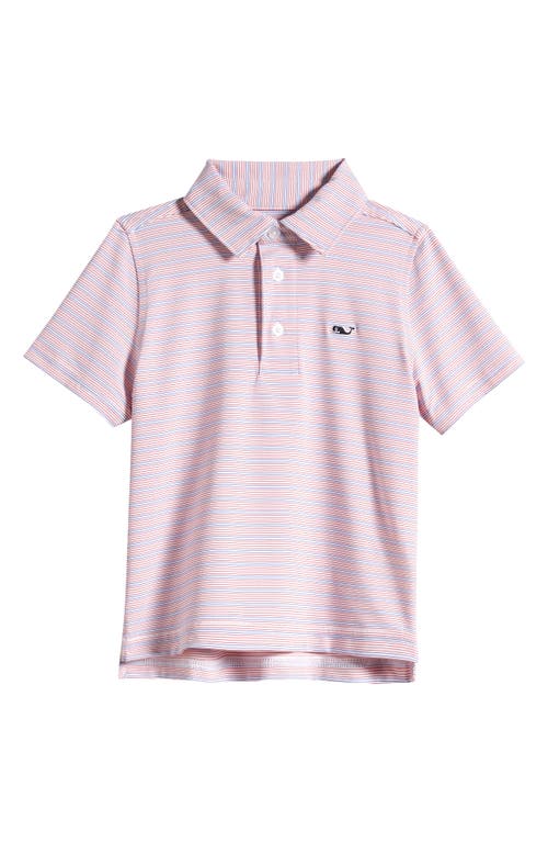 vineyard vines Kids' Sankaty Tricolor Stripe Performance Polo White/Racing Red at