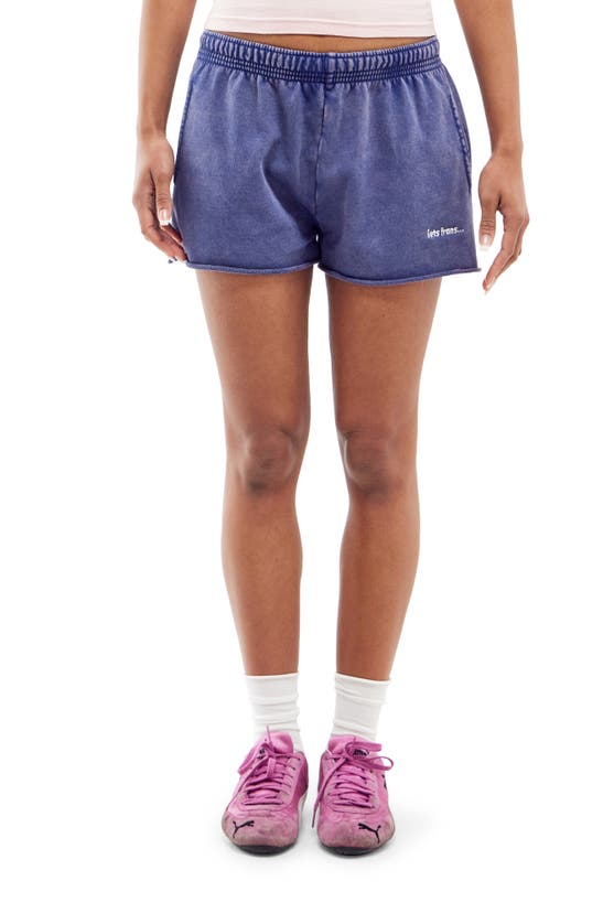 Shop Iets Frans Mini Cotton Jogger Shorts In Denim Navy