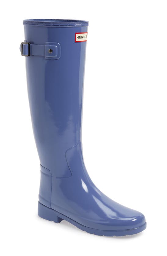 Hunter Original Refined High Gloss Waterproof Rain Boot In Adder Blue