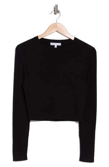 Rebecca Minkoff Leona Long Sleeve Crop T-shirt In True Black