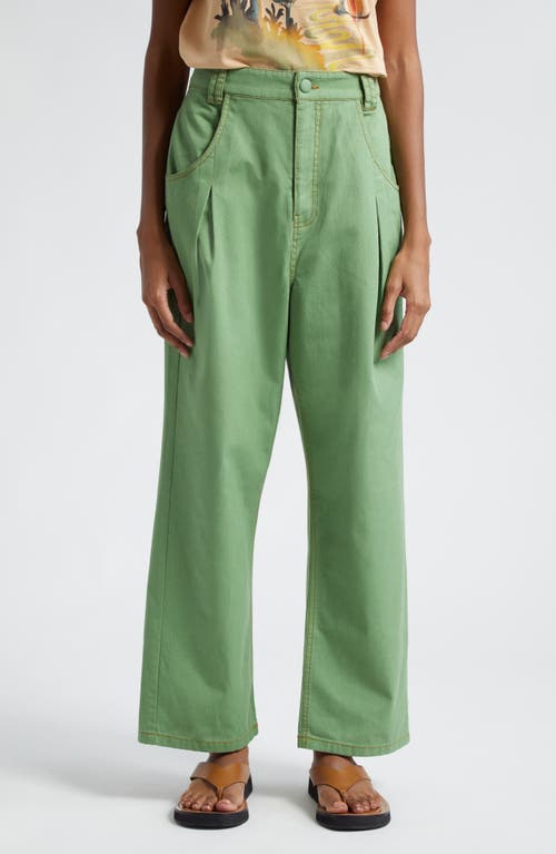 FARM Rio High Waist Pleat Wide Leg Pants Green at Nordstrom,