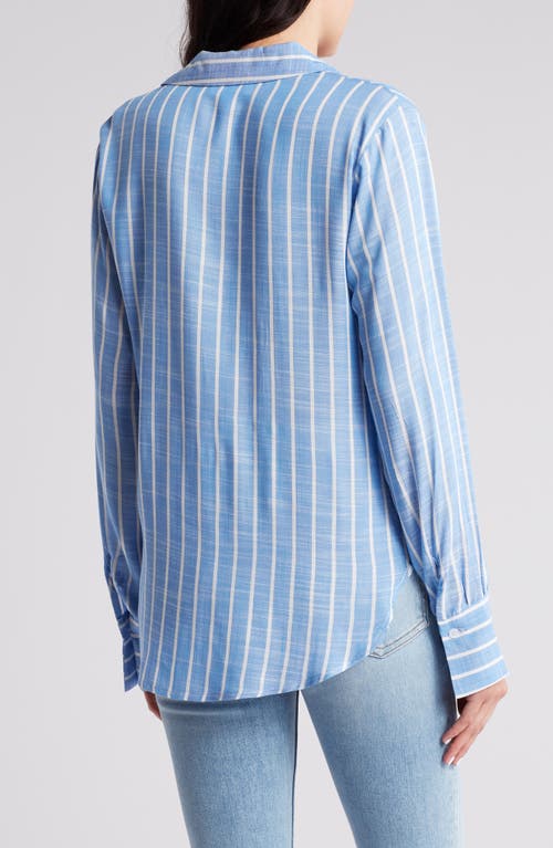Shop For The Republic Stripe Notched Collar Shirt In Light Blue/white Stripe