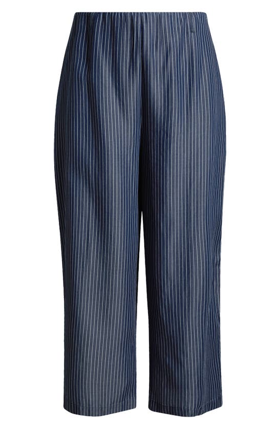 Shop Lyssé Stripe Wide Leg Pants In Indigo Ledger Stripe