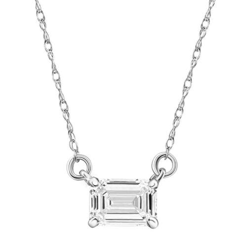 Bliss Diamond 3/4ct Emerald Cut Diamond White Or Yellow Gold Pendant 18" Necklace Lab Grown In White Gold