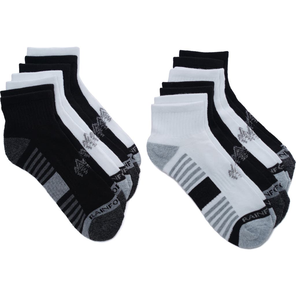 Shop Rainforest 8-pack Half Cushioned Quarter Socks In White/black/charcoal Multi