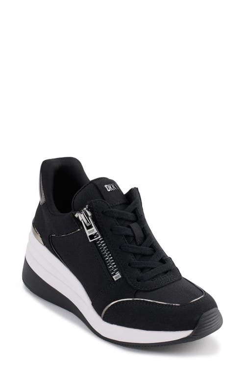 Shop Dkny Kaden Wedge Sneaker In Black/dk Gunmetal