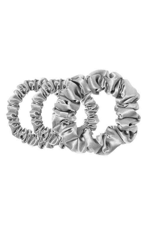 Black Slipsilk 3-Pack Silk Scrunchies Set in Silver at Nordstrom