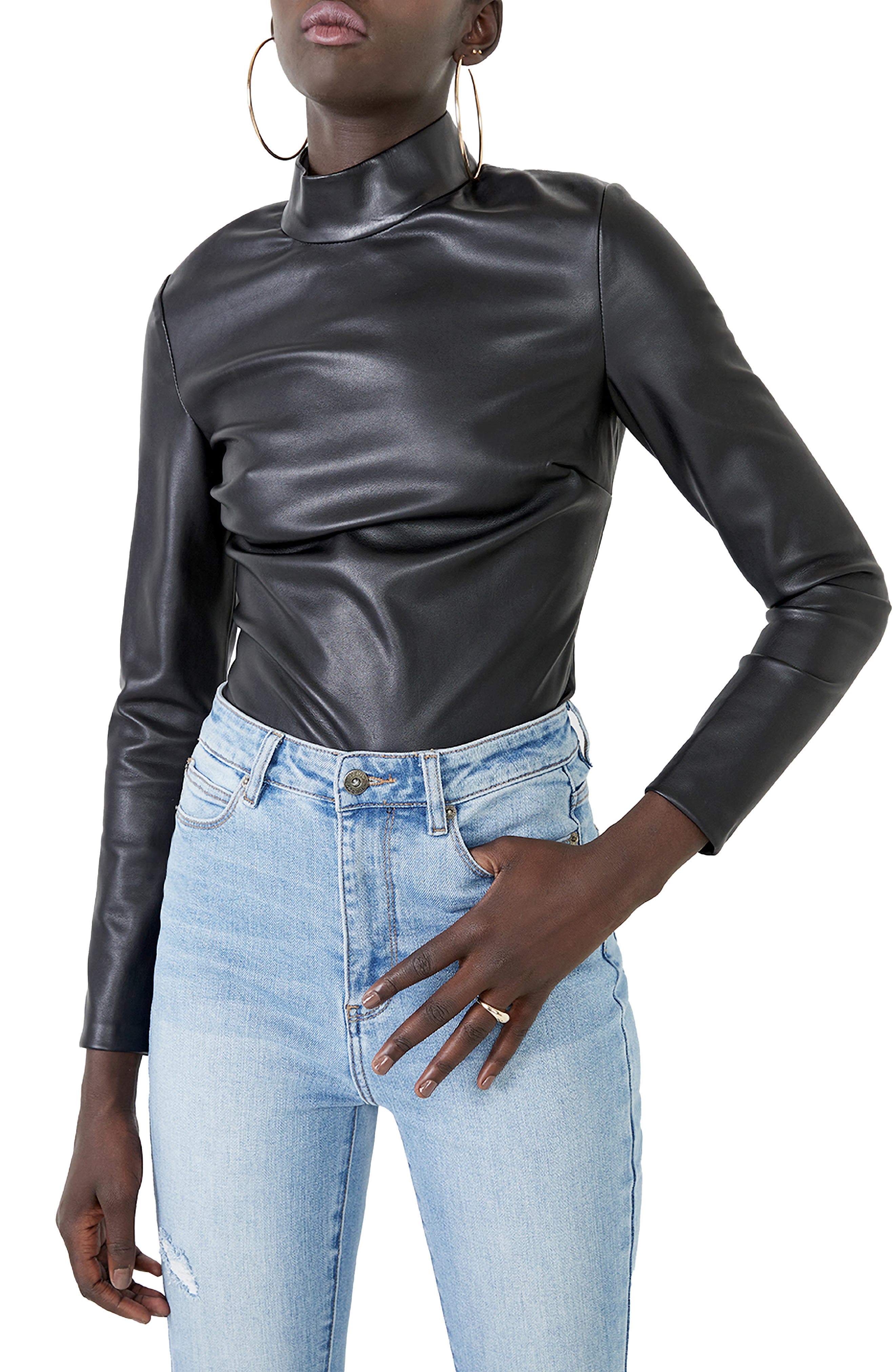 long sleeve leather top