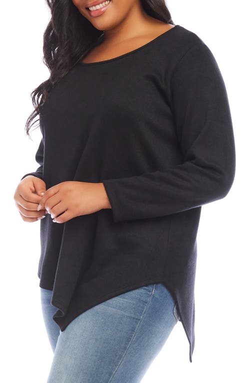 Shop Karen Kane Asymmetric Hem Long Sleeve Top In Black