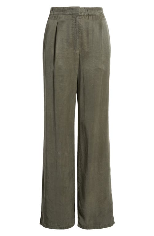 Eileen Fisher Pleated Wide Leg Pants In Grove