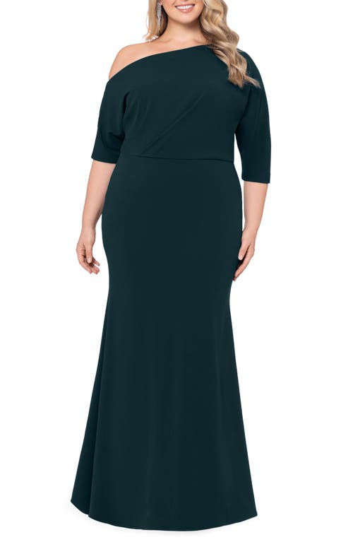 Betsy & Adam One-Shoulder Scuba Crepe Gown at Nordstrom,