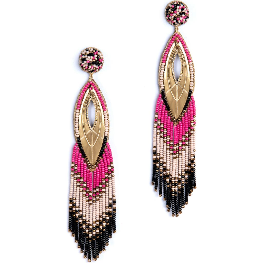 Deepa Gurnani Merliah Beaded Drop Earrings In Fuchsia