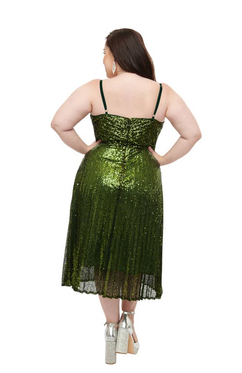 UNIQUE VINTAGE UNIQUE VINTAGE PLUS SIZE SPAGHETTI STRAP PLEATED SEQUIN SWING DRESS