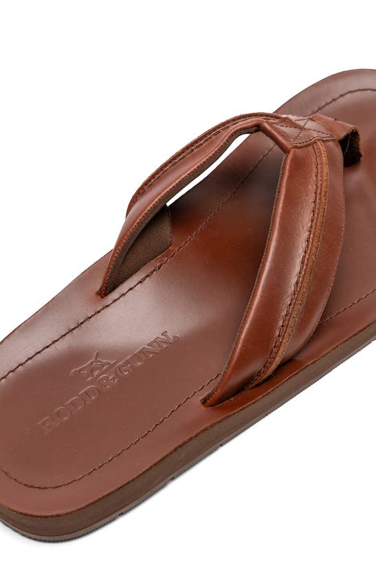 Shop Rodd & Gunn Piha Flip Flop In Cognac Pull Up