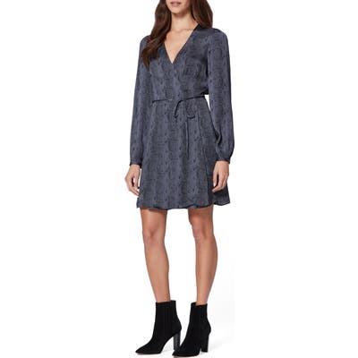 Paige Garance Snake Print Long Sleeve Dress, Black (Nordstrom Exclusive)