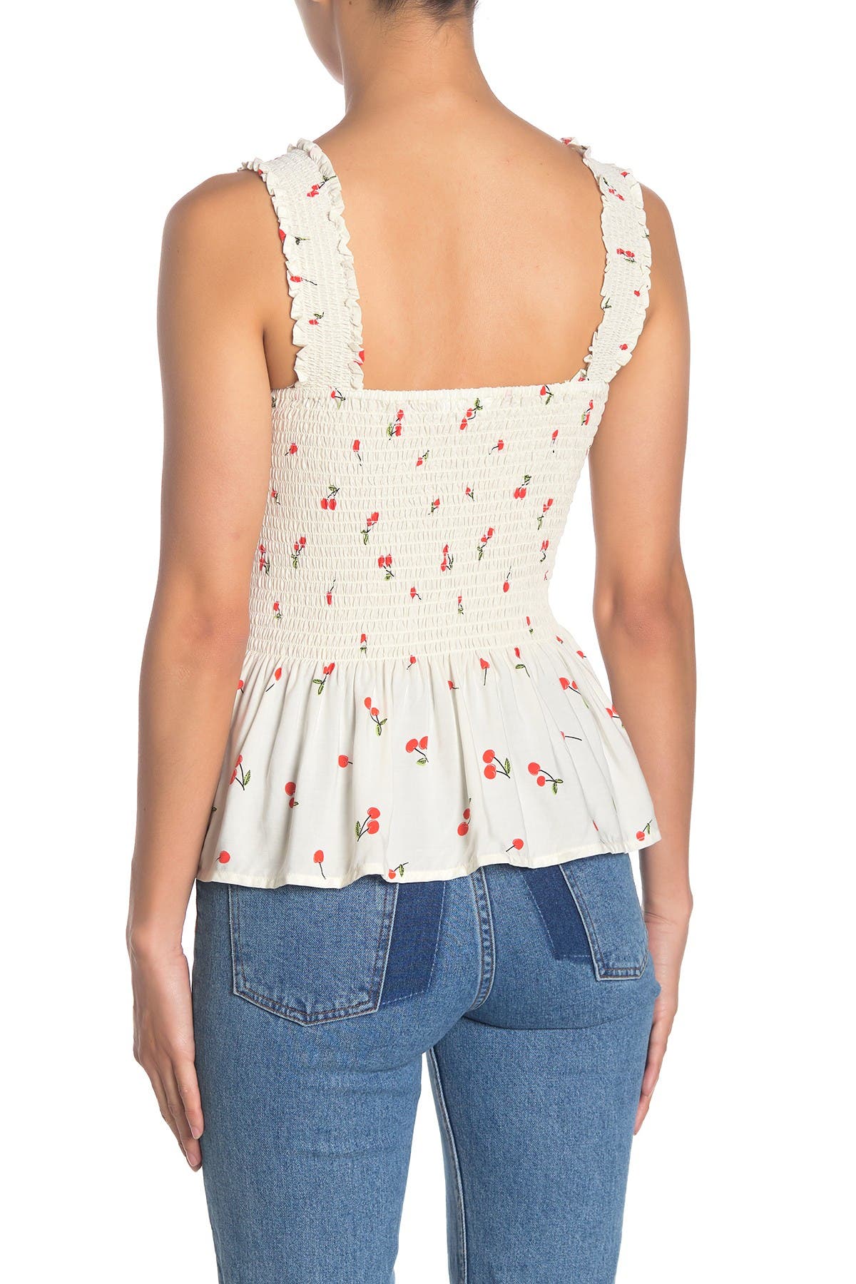 smocked peplum tank top