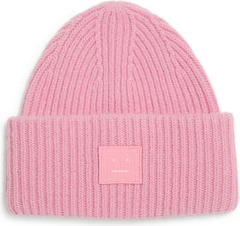 Acne Studios Pansy Face Patch Rib Wool Beanie |