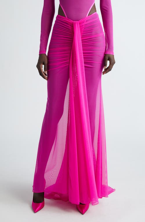 Ruched Maxi Skirt in Fuchsia