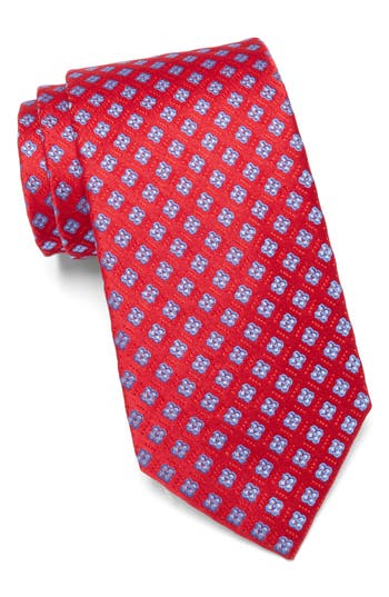 Duchamp Floral Medallion Silk Tie In Red