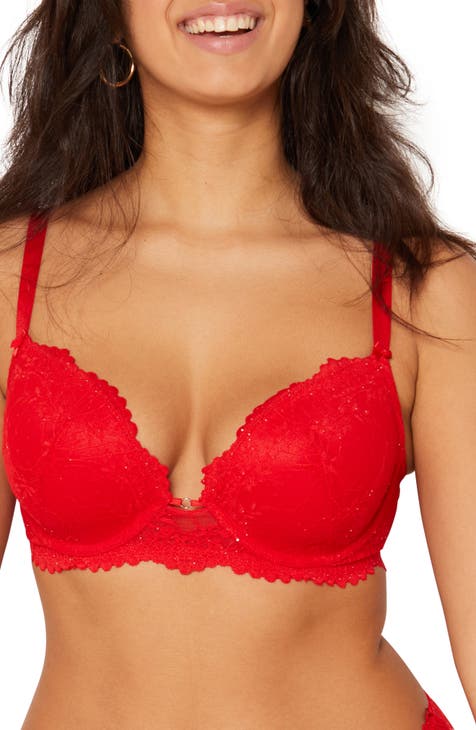 Womens Plus Size Full Coverage Underwire Unlined Minimizer Lace Bra  Lipstick Red 40C