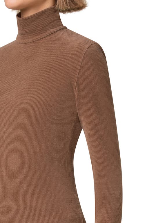 Shop Akris Punto Velour Rib Mock Neck Top In Cognac