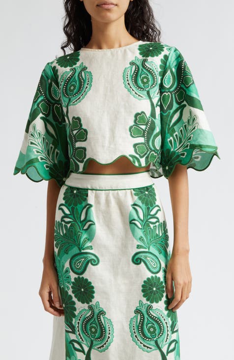ASOS LUXE floral eyelet top and shorts set in lime green