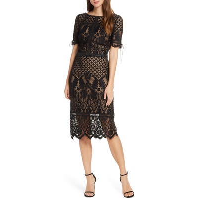 Tadashi Shoji Tie Sleeve Lace Sheath Dress