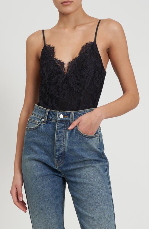 Rebecca Minkoff Parker Lace Bodysuit True Black at Nordstrom,